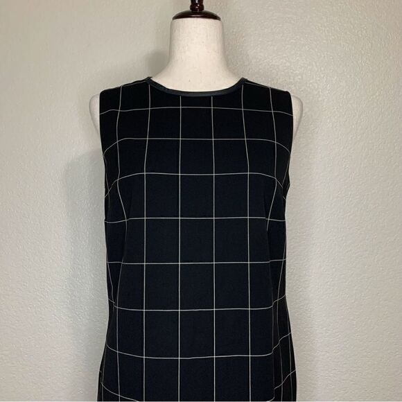 Lauren Ralph Lauren Windowpane Plaid Leather Trim Sheath Dress - Picture 3 of 13